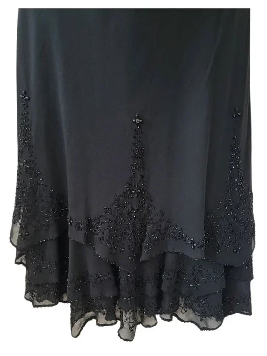 JONES NEW YORK Black Island Breezes 100% Silk Sequined Dress - Women's 4 - Picture 5 of 10